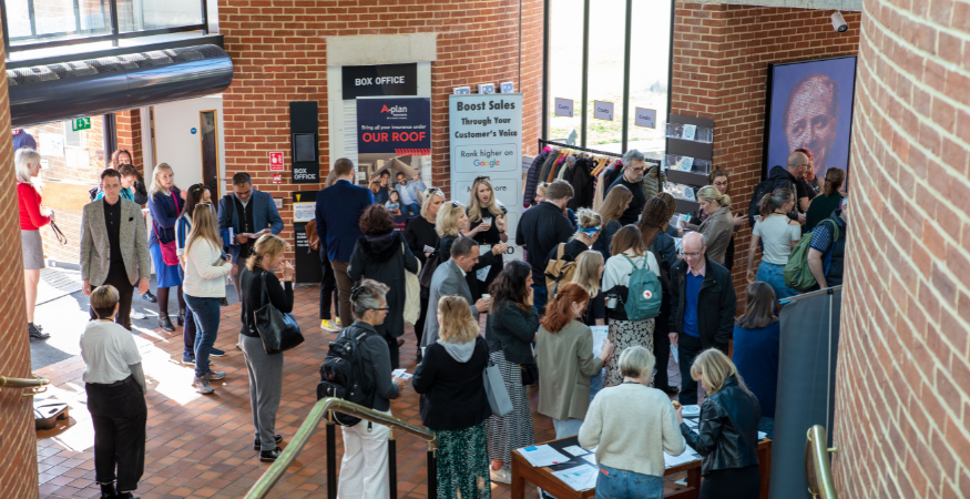 Photo of attendees in the foyer at Brighton Summit.